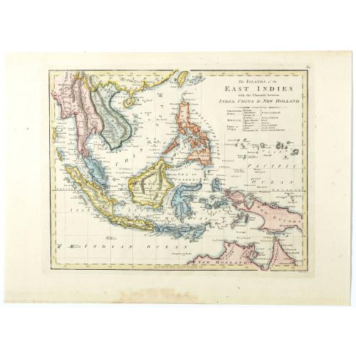 Old map image download for The Islands of the East Indies with the Channels between India, China & New Holland.