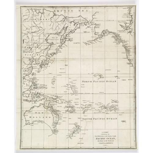 Old map image download for A Chart exhibiting the New Discoveries in the North & South Pacific Ocean, also those on the Northwest Coast of America.