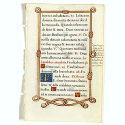 Leaf on vellum from a manuscript Book of Hours.