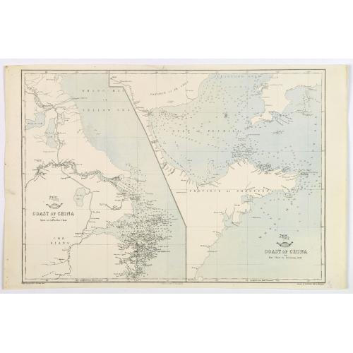 Old map image download for Coast of China. Nyew tew island to Hae Chow / Hae Chow to Leaotong Gulf.