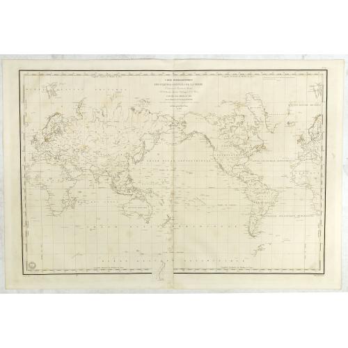 Old map image download for Carte Hydrographique des parties connues de la terre dressée sous la projection de Mercator par Gressier.