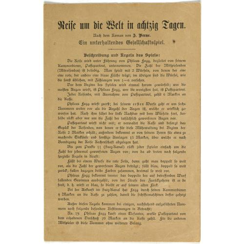 Old map image download for Reise um die Welt in achtzig Tagen. Nach dem Roman von J. Verne. Ein unterhaltendes Gesellschaftsspiel.