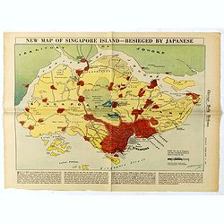 New Map of Singapore Island - Besieged by Japanese. Chicago Daily Tribune, Monday, February 9, 1942