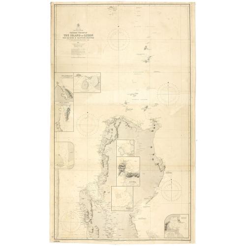 Old map image download for Northern Portion of The Island of Luzon with the Bashi & Balintang Channels The Island of Luzon by Lieutenant Claudio Montero Royal Spanish Navy 1859 The Batan Islands by Captain Sir. E. Belcher R.N. 1845.