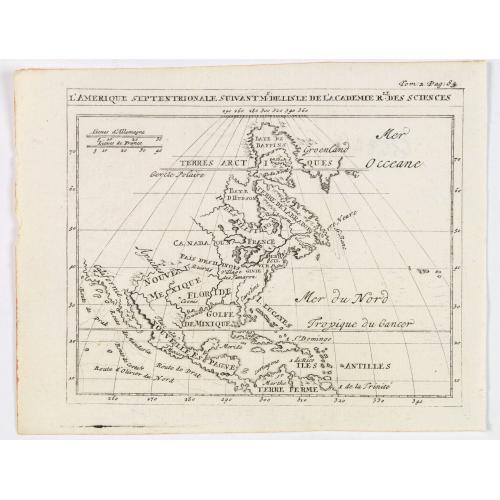 Old map image download for L'Amerique Septentrionale suivant M. de Lisle de l'Academie Royaume des Sciences.