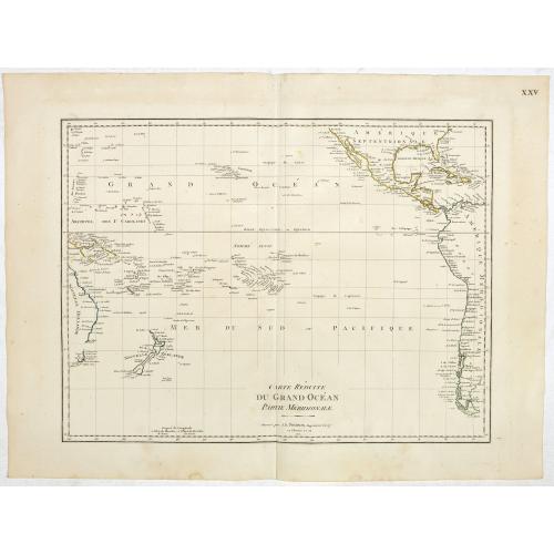 Old map image download for Carte reduite du Grand Océan partie Mériodionale. (Page XXV)