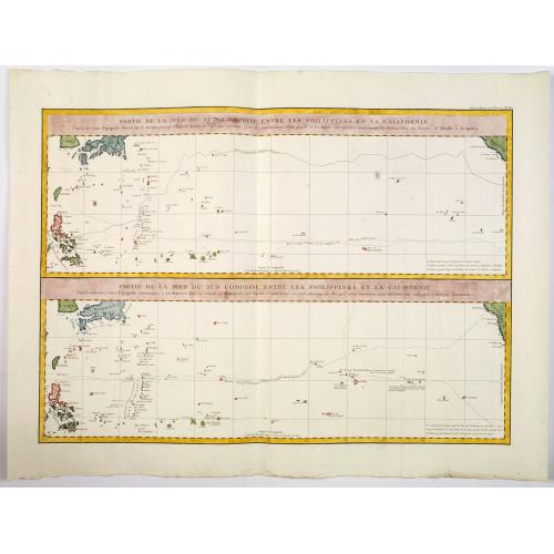 Old map image download for Partie de la Mer du Sud comprise entre les Philippines et la Californie d'apres de Carte Espagnole trouvee sur le Galion pris par l'Amiral Anson en 1743. . .