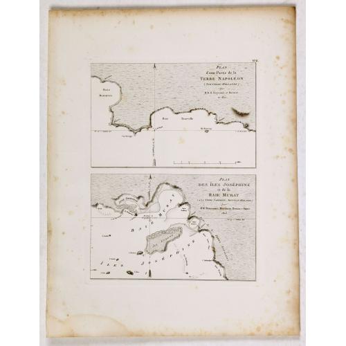 Old map image download for Plan d'une partie de la Terre Napoleon (Nouvelle-Hollande) par M. M. H. Freycinet et Bernier, an 1802. [with] Plan des Iles Josephine et de la Baie Murat (a la Terre Napoleon, Nouvelle-Hollande) . . .