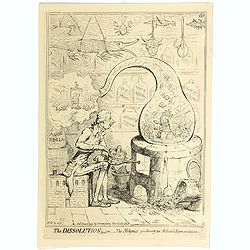 The dissolution; or the Alchymist producing an Aetherial Representation. (150). [with] JOHN BULL & his Dog Faithfull. . .