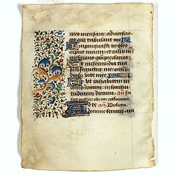 Leaf on vellum from a manuscript Book of Hours.