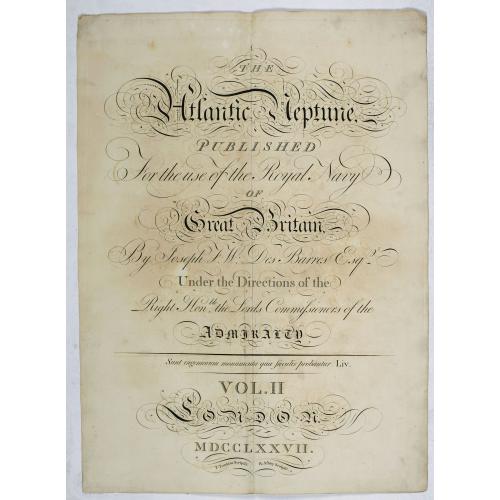 Old map image download for [ Ttitle page of volume II ] Atlantic Neptune published for the use of the Royal Navy of Great Britain . . .