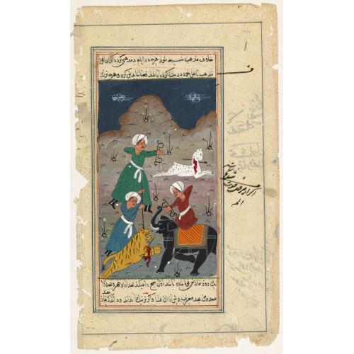 Old map image download for [Mughal miniature painting of a hunting scene]