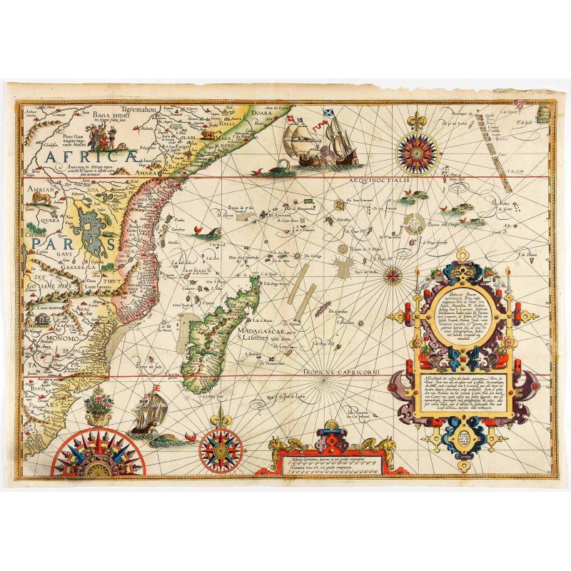 Delineatio orarum maritimarum, terræ vulgo indigetatæ terræ do Natal, item Sofalæ, Mozambicæ & Melindæ, insulæque Sancti Laurentii. . . / Affbeeldinghe der custen des landts genaempt terra do Natal, item van alle de custen van Coffala, Mozambique. .