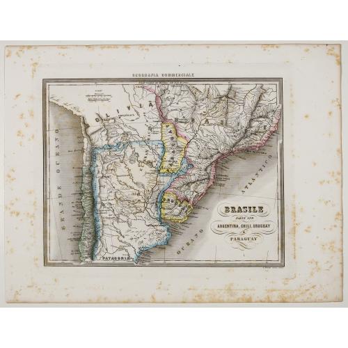 Old map image download for Brasile Parte Sud Argentina, Chili, Uruguay e Paraguay.