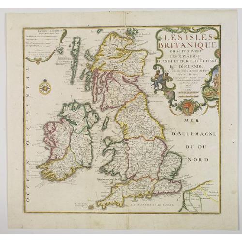 Old map image download for Les Isles Britanniques ou se trouvent Les Royaumes d'Angleterre, d'Ecosse et d'Irlande. . .