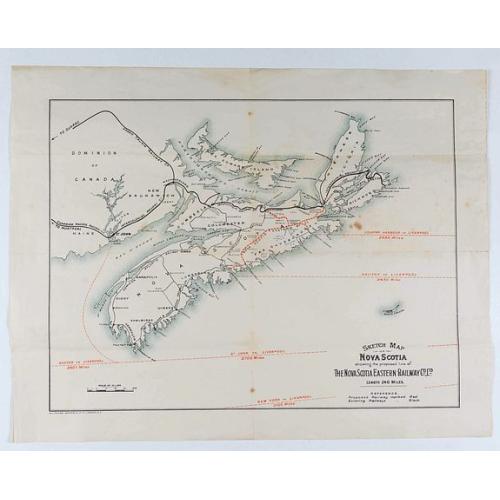 Old map image download for Sketch map of Nova Scotia showing the proposed line of the Nova Scotia eastern railway . . .