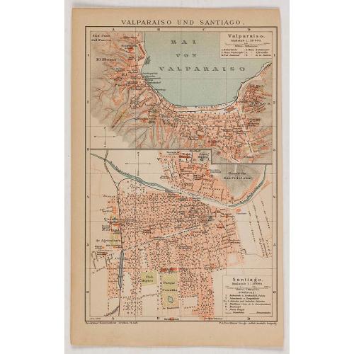 Old map image download for Valparaiso und Santiago.