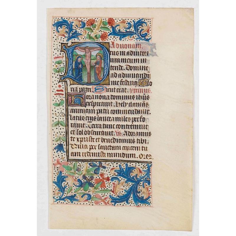 Leaf from a Flemish Book of Hours on vellum.