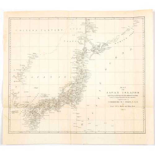 Old map image download for Map of the Japan Islands. . .complied by order of Commodore M.C. Perry, USN.