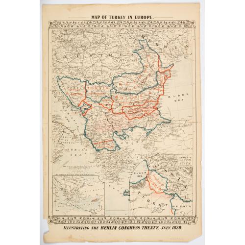 Old map image download for Map of Turkey in Europe. Illustrating the Berlin CongressTtreaty, July 1878.