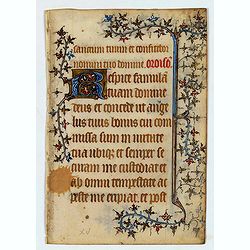 Manuscript leaf, on vellum from a book of hours.