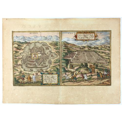 Old map image download for Mexico. & Cusco regni Peru in novo orbe caput.