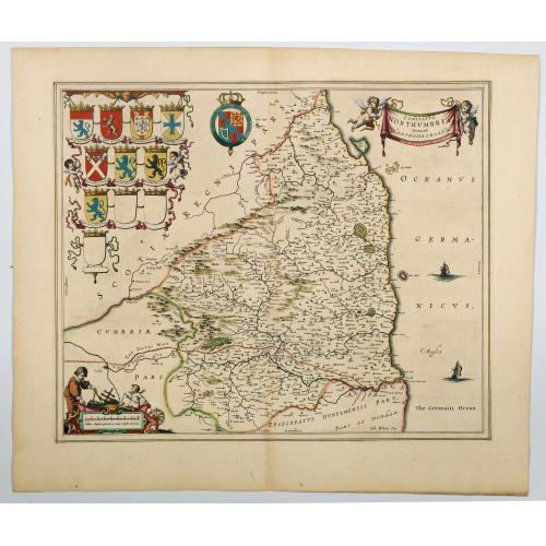 Old map image download for Comitatus Northumbria, Vernacule Northumberland. . .