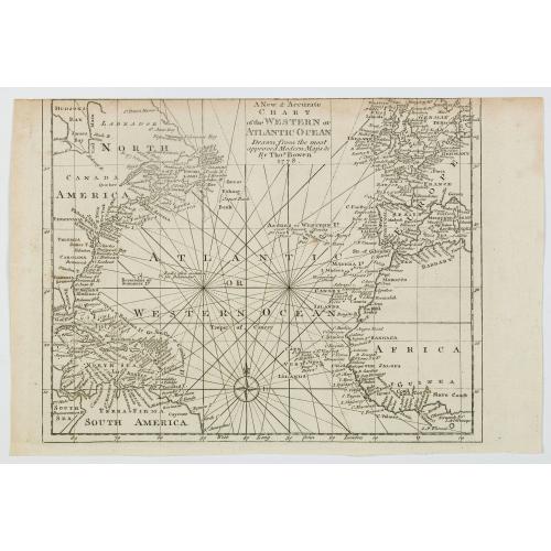 Old map image download for A New & Accurate Chart of the Western or Atlantic Ocean.