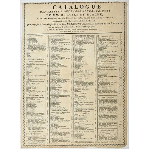 Old map image download for Catalogue des cartes & ouvrages geographiques de MM. DE L'ISLE ET BUACHE