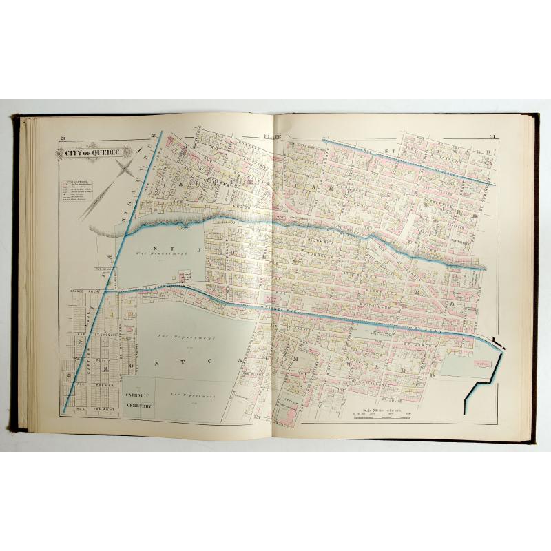 Atlas of the city and county of Quebec from actual surveys, based upon the cadastral plans deposited in the office of the Department of Crown Lands.