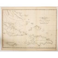 MAP OF THE Route of Columbus on arriving among the Bahama Islands.