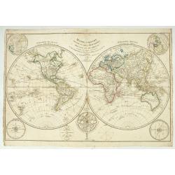 Mappe-Monde divisée en deux Hemispheres Oriental et Occidental assujetties aux dernières Découvertes, de M.rs de Bouganville, Surville, Cartret, Wallis, Furneau, Cook &c.