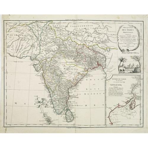 Old map image download for Presqu'Isle Des Indes Orientales, Comprenant l'Indostan ou l'Empire du Mogol. . .