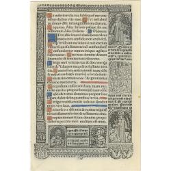 Leaf on vellum from a printed Book of Hours.