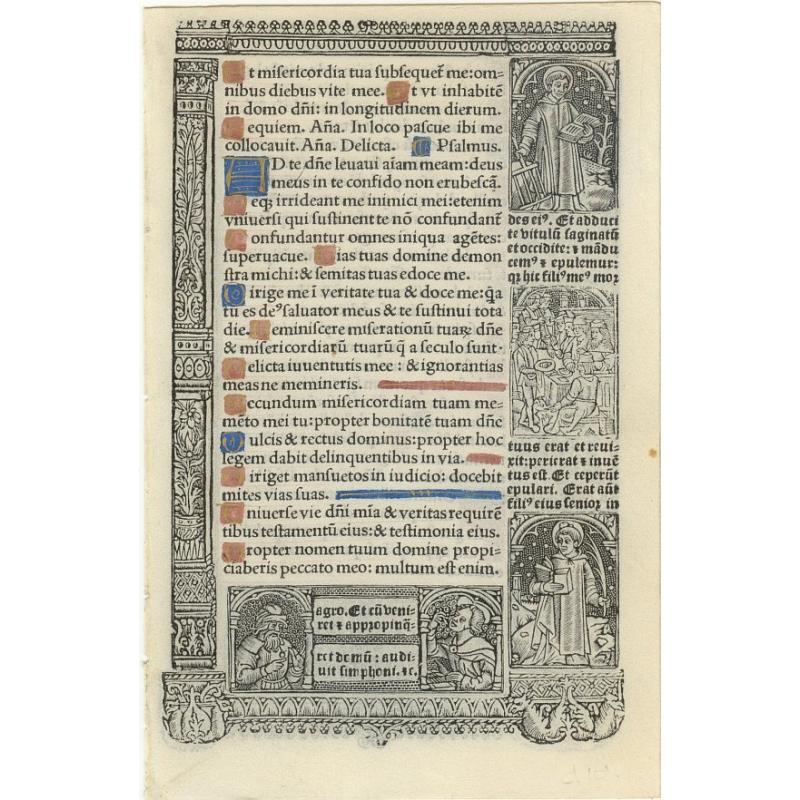 Leaf on vellum from a printed Book of Hours.