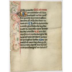 Leaf on vellum from a Dutch manuscript Book of Hours.