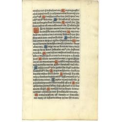 Leaf from a printed Book of Hours on vellum.