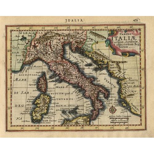 Old map image download for Tabula Italiae Corsicae, Sardiniae, et adjacentium Regnorum