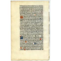 Leaf from a printed Book of Hours on vellum.