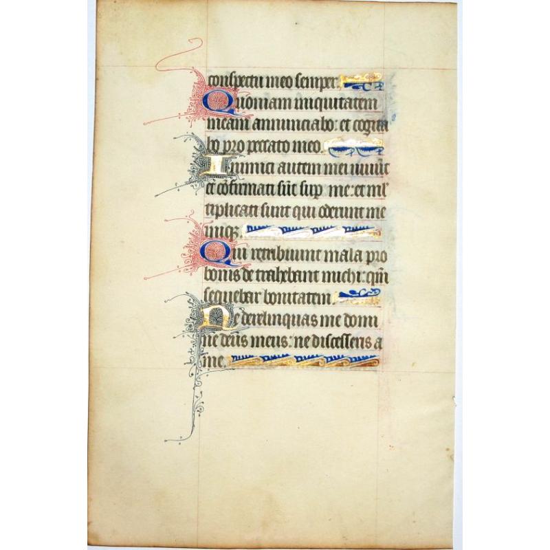 Leaf on vellum from a manuscript Book of Hours.