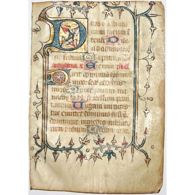 Leaf on vellum from a manuscript Book of Hours.