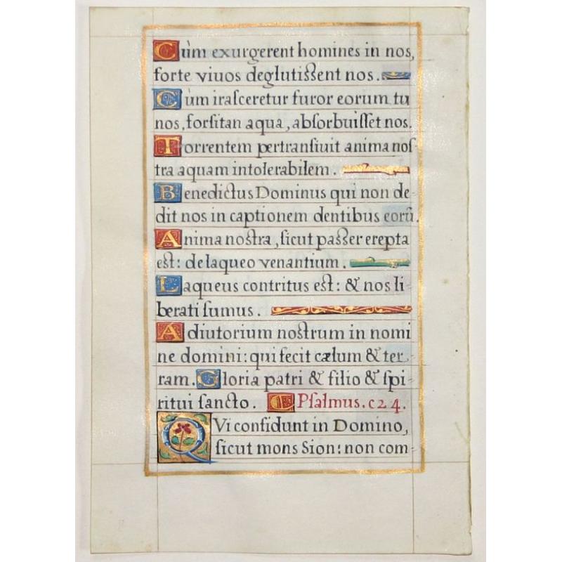 Leaf on vellum from a French manuscript Book of Hours.