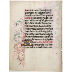 Leaf on vellum from a Dutch manuscript Book of Hours.