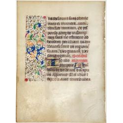 Leaf on vellum from a manuscript Book of Hours.