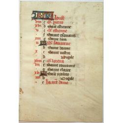 Leaf on vellum from a manuscript Book of Hours.