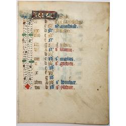 Leaf on vellum from a manuscript Book of Hours.