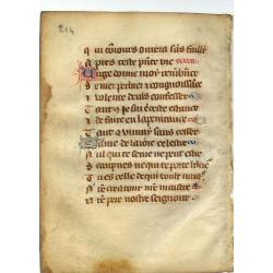 Leaf on vellum from a manuscript Book of Hours.