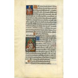 Leaf from a printed Book of Hours on vellum.