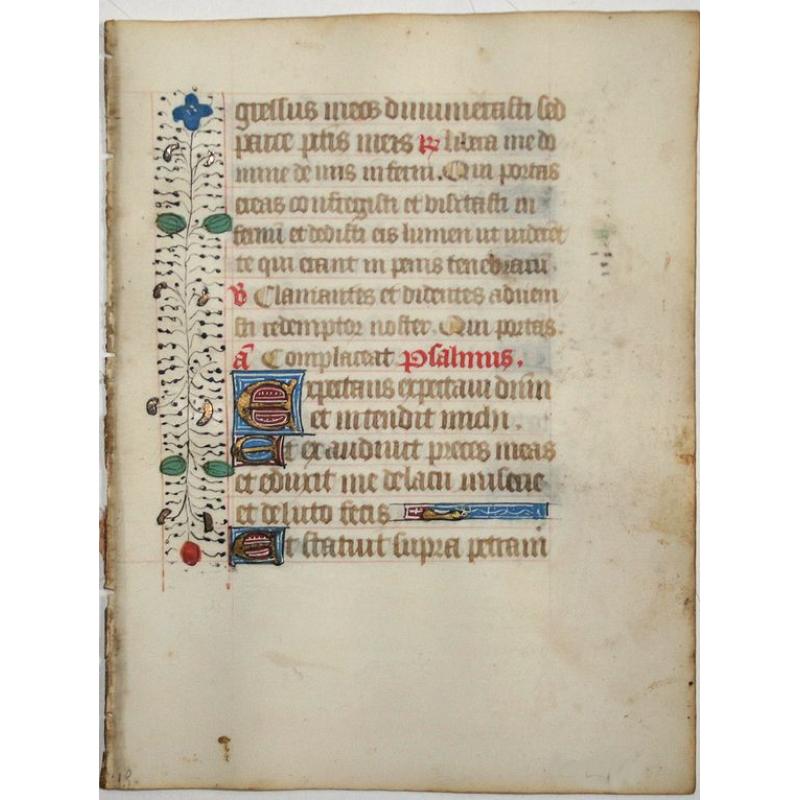 Leaf on vellum from a manuscript Book of Hours.