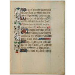 Leaf on vellum from a manuscript Book of Hours.